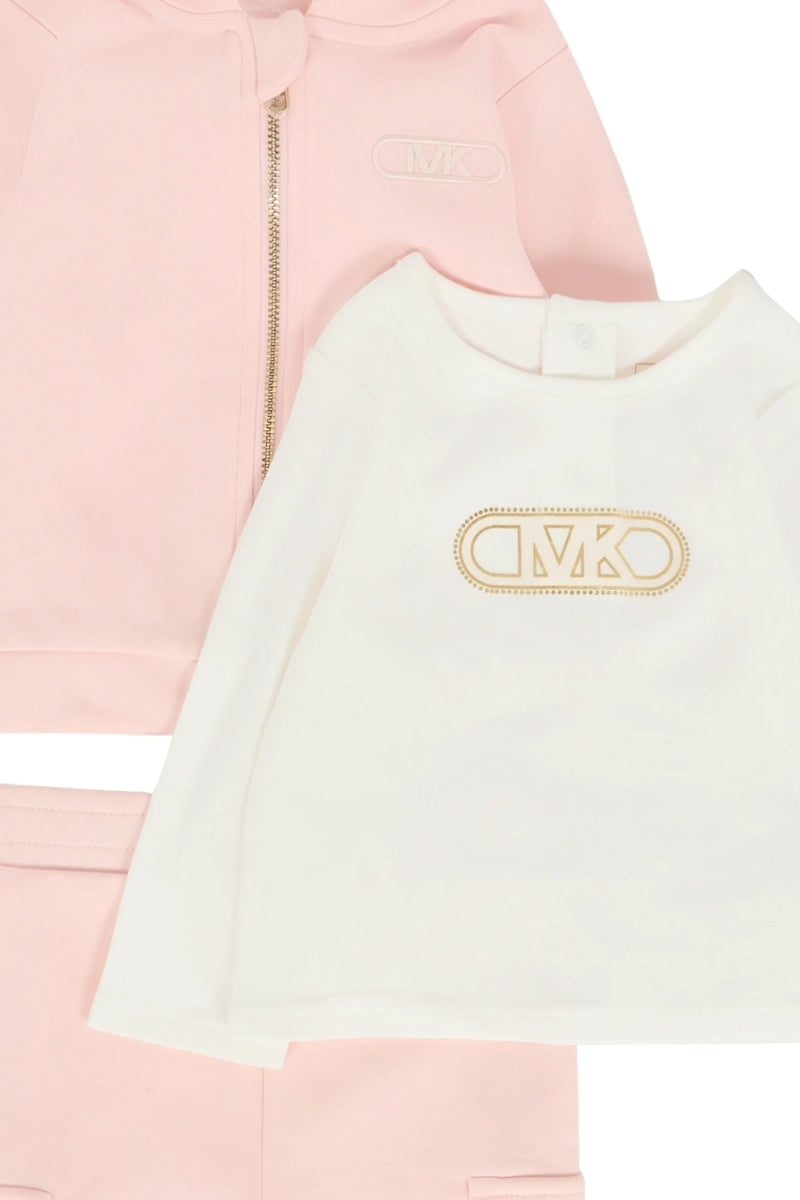 Completo tre pezzi da neonata e bambina con felpa, maglia e pantaloni  R30504