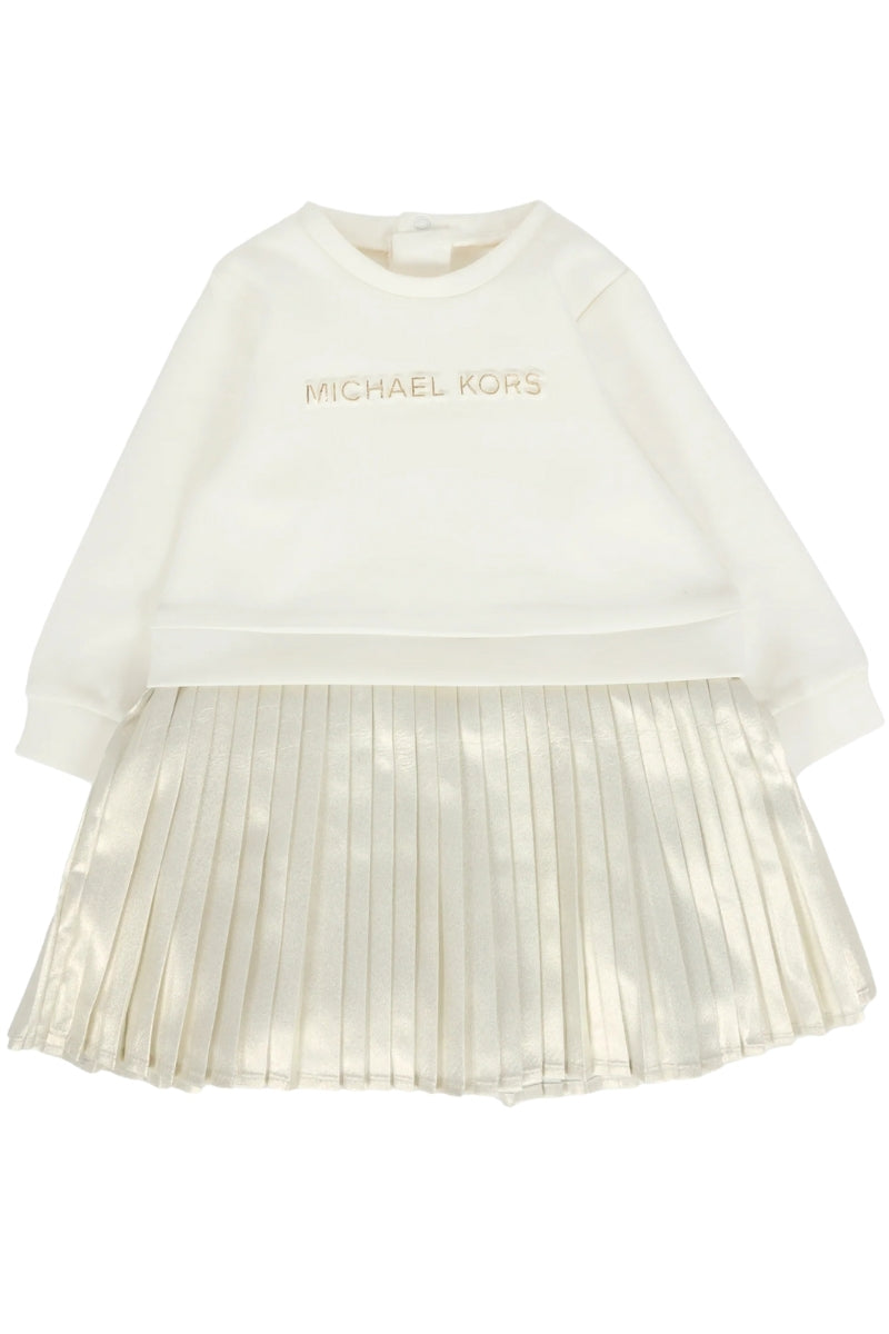 Abito da neonata e bambina con parte inferiore satinata e plissettata R30509