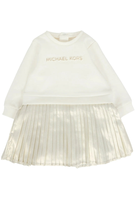 Abito da neonata e bambina con parte inferiore satinata e plissettata R30509