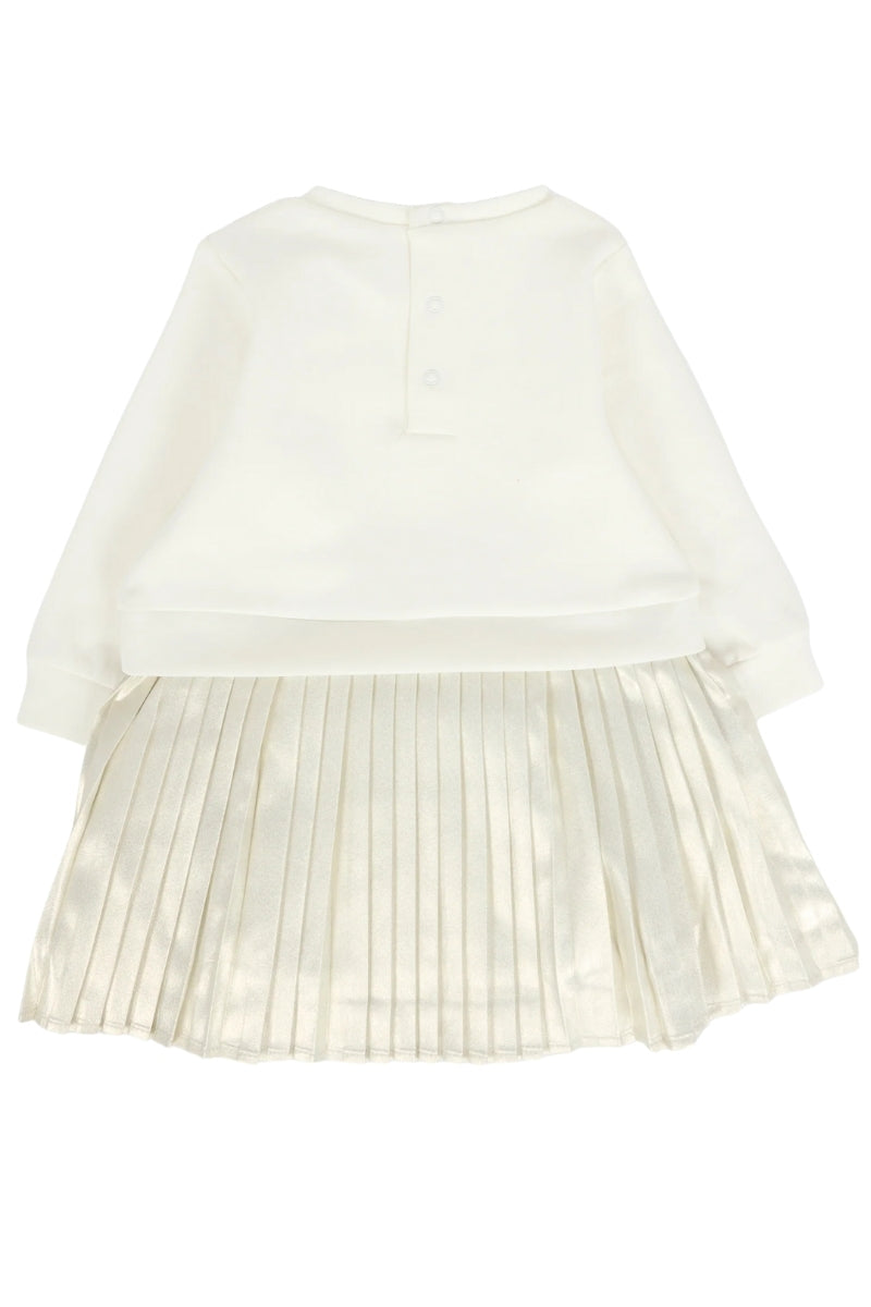 Abito da neonata e bambina con parte inferiore satinata e plissettata R30509