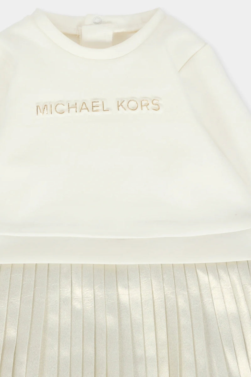 Abito da neonata e bambina con parte inferiore satinata e plissettata R30509