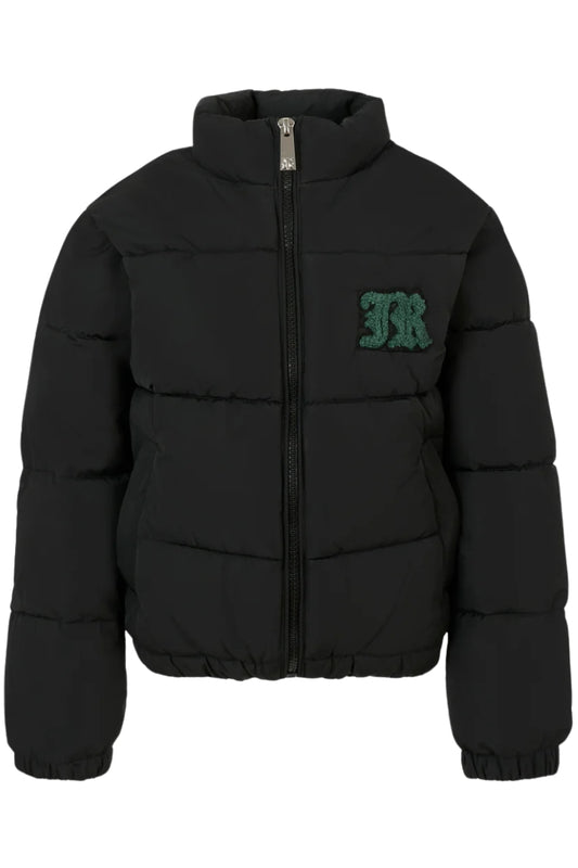 Giubbotto da bambino e ragazzo con imbottitura pesante e logo monogram cucito a contrasto colore a sinistra RBA25014PI