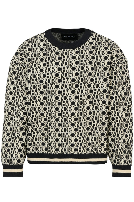 Maglione girocollo da bambino e ragazzo con logo lettering all over RBA25042MA