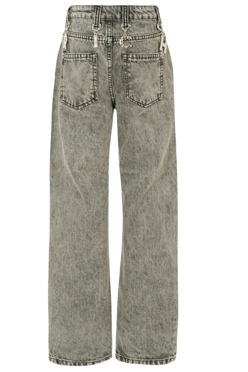 Jeans scuro da bambina e ragazza a cinque tasche e gamba larga RGA25168JE