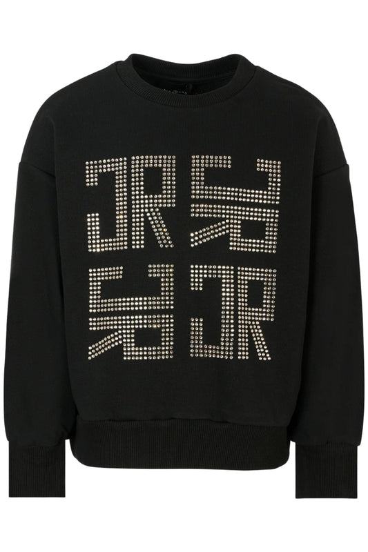 Felpa da bambina e ragazza in cotone con multi logo monogram maxi con strass sul davanti RGA25179FE