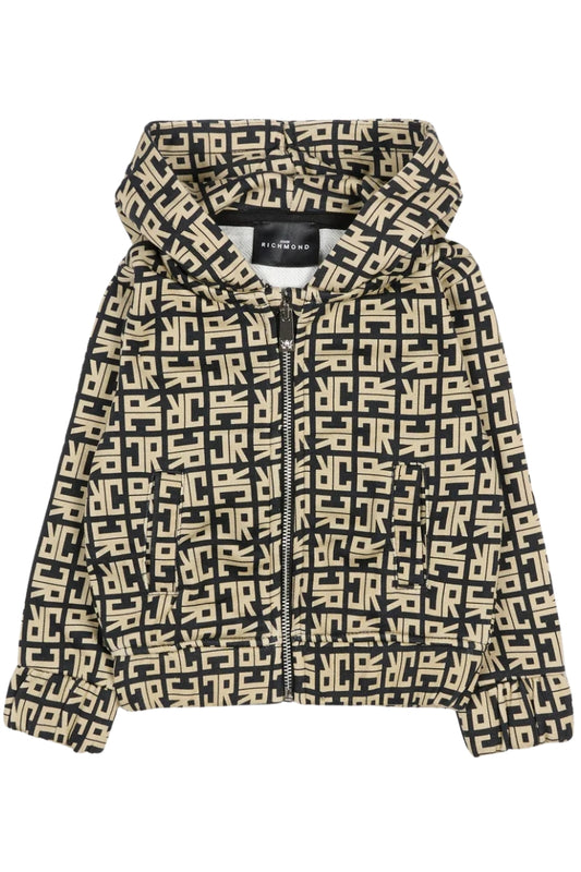 Felpa da neonato con cappuccio e stampa logo monogram a contrasto all over RIA25047FE