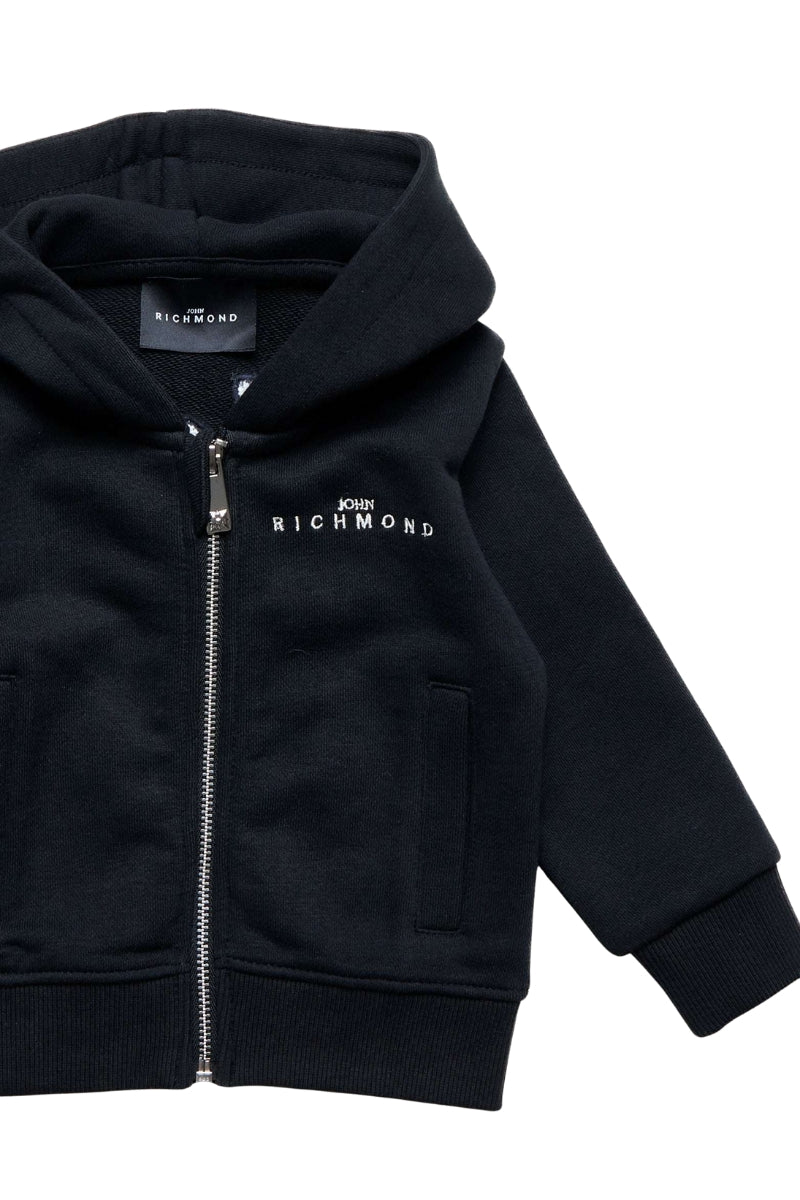 Felpa da neonato in cotone con cappuccio e maxi logo lettering ricamato sul retro RIA25054FE