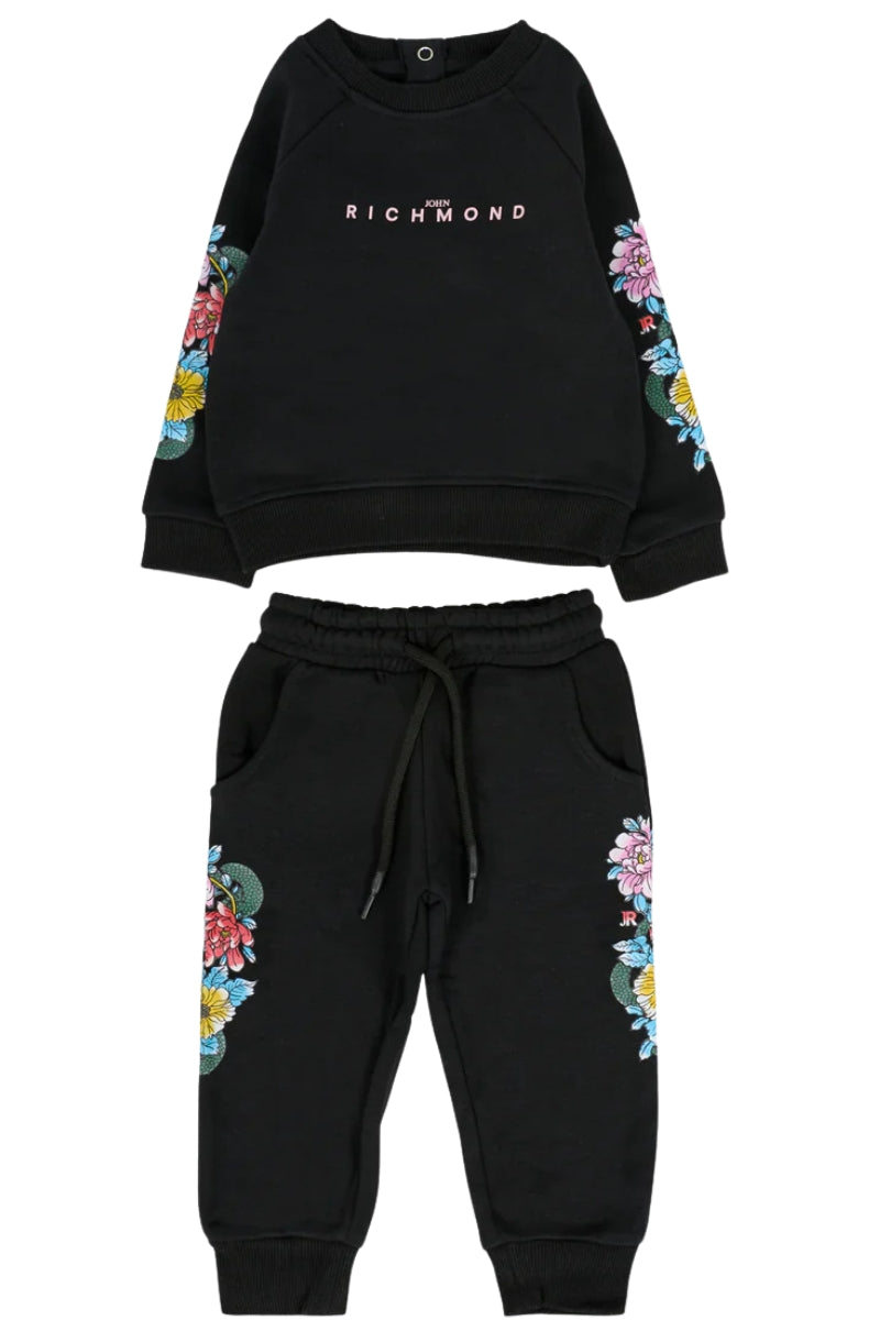 Tuta da neonata in cotone garzato con stampa decorazioni floreali ai lati RIA25065CF