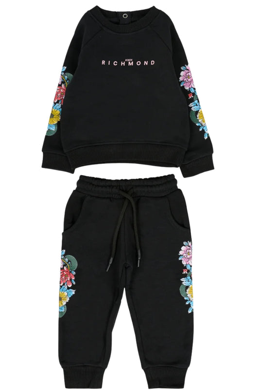 Tuta da neonata in cotone garzato con stampa decorazioni floreali ai lati RIA25065CF