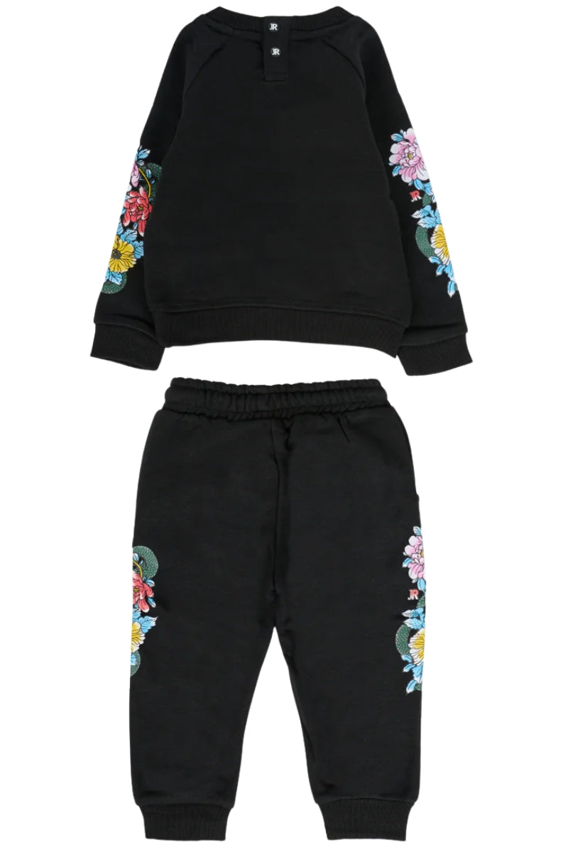 Tuta da neonata in cotone garzato con stampa decorazioni floreali ai lati RIA25065CF