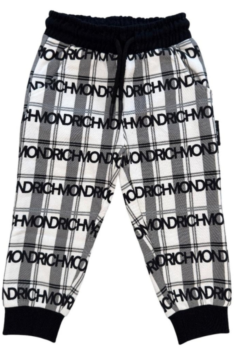 Pantaloni da neonato in cotone con stampa a quadri e logo lettering all over RIA25105PA
