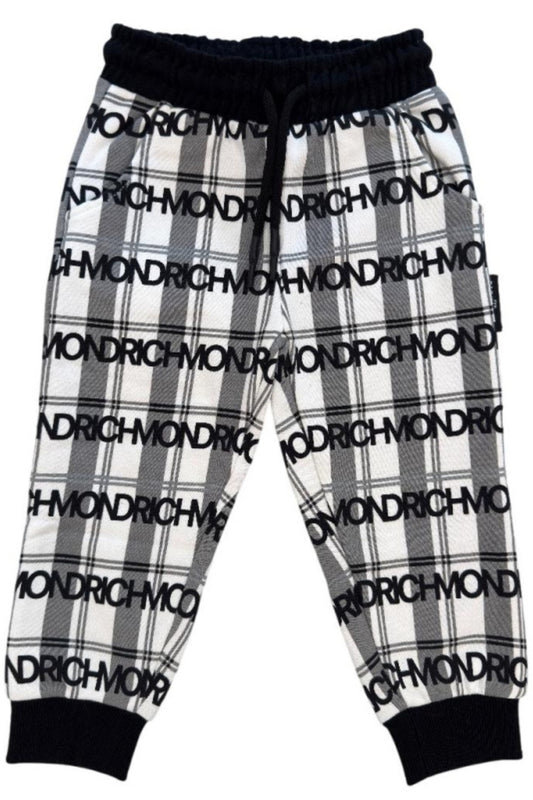 Pantaloni da neonato in cotone con stampa a quadri e logo lettering all over RIA25105PA