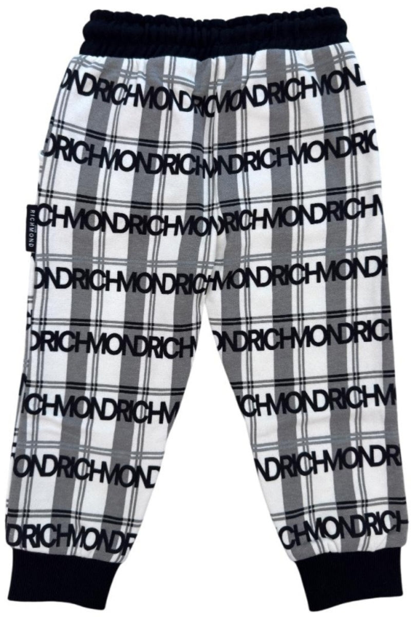 Pantaloni da neonato in cotone con stampa a quadri e logo lettering all over RIA25105PA