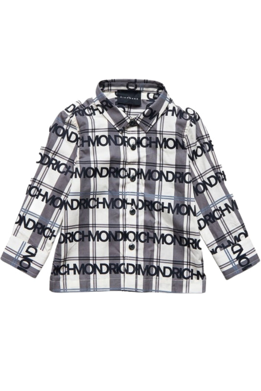 Camicia da neonato con stampa a quadri e logo lettering all over  RIA25109CA