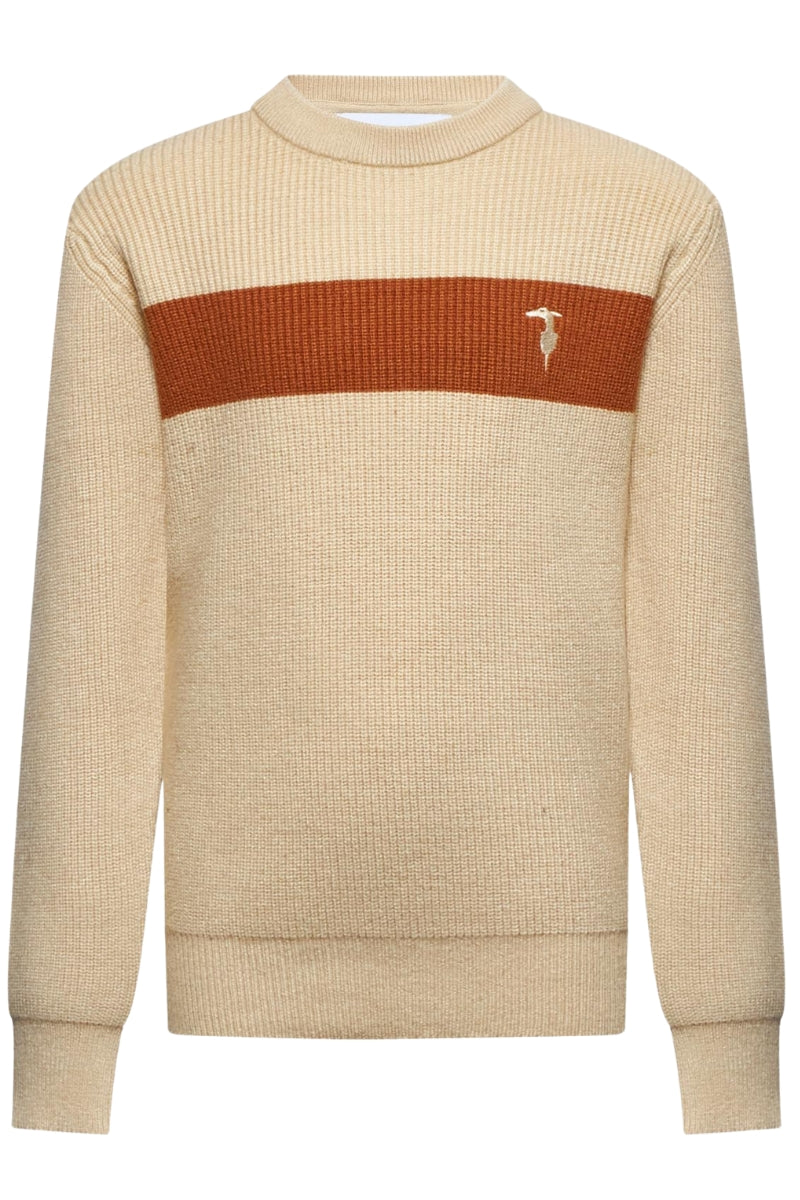 Maglione da bambino con banda a contrasto colore e logo a sinistra TBA25019MA