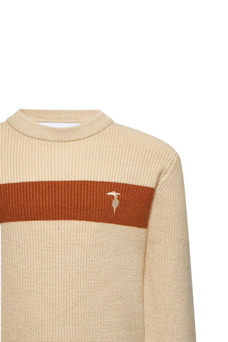 Maglione da bambino con banda a contrasto colore e logo a sinistra TBA25019MA