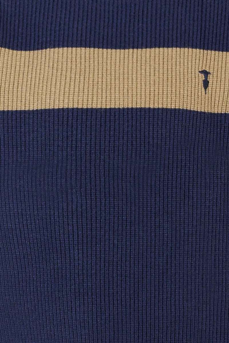 Maglione da bambino con banda a contrasto colore e logo a sinistra TBA25019MA