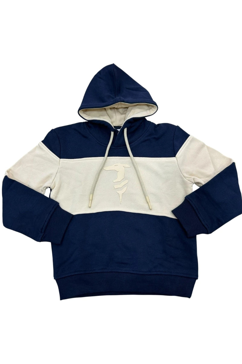 Felpa da bambino in cotone garzato con cappuccio e banda a contrasto colore  TBA25056FE