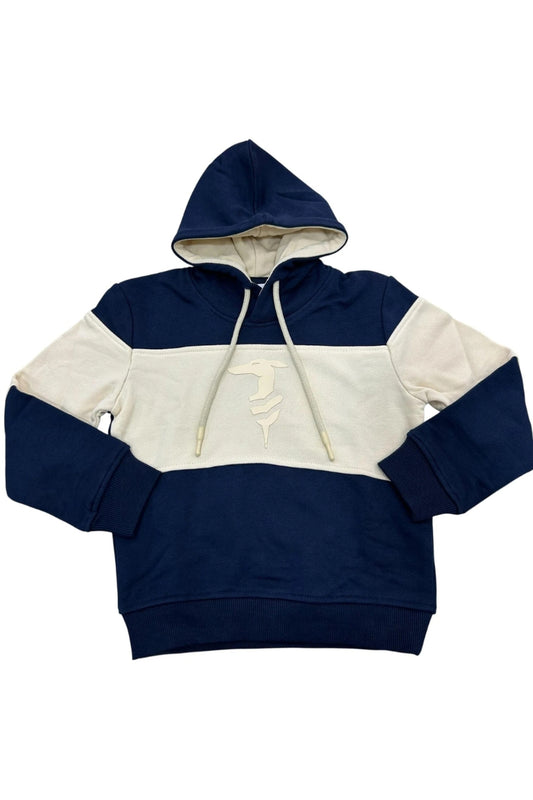 Felpa da bambino in cotone garzato con cappuccio e banda a contrasto colore  TBA25056FE