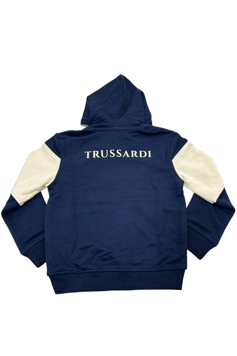 Felpa da bambino in cotone garzato con cappuccio e banda a contrasto colore  TBA25056FE