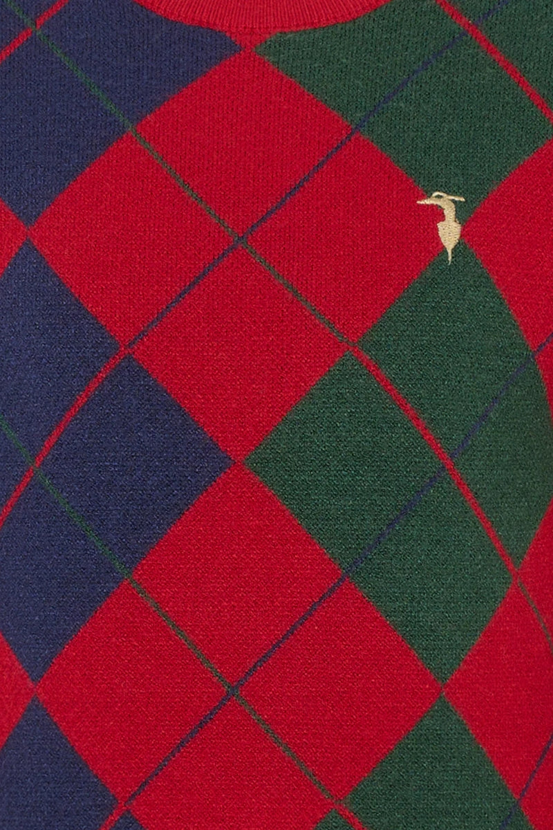 Maglione da bambino in misto viscosa con fantasia scozzese a rombi TBA25062MA