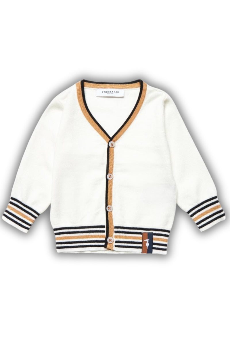 Cardigan da neonato in lana con dettagli a contrasto colore TIA25078CD