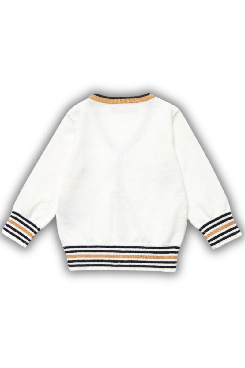 Cardigan da neonato in lana con dettagli a contrasto colore TIA25078CD