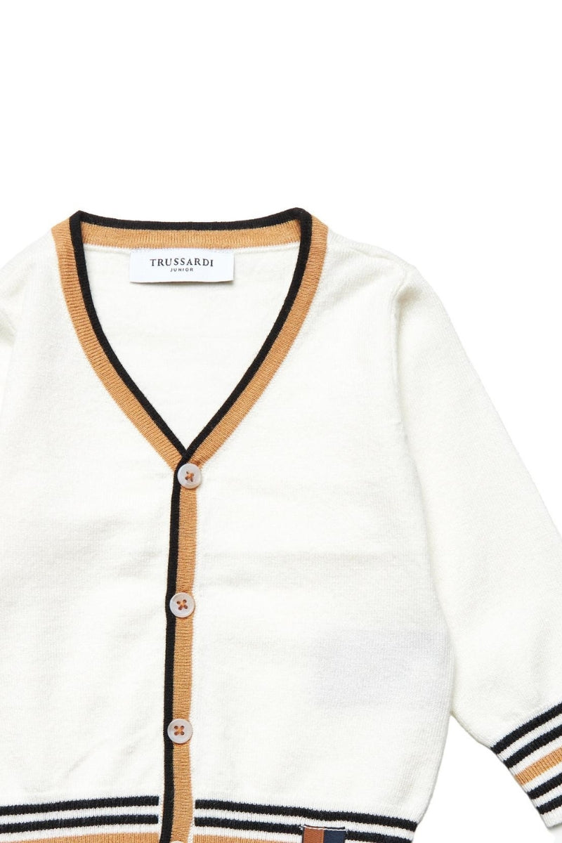 Cardigan da neonato in lana con dettagli a contrasto colore TIA25078CD