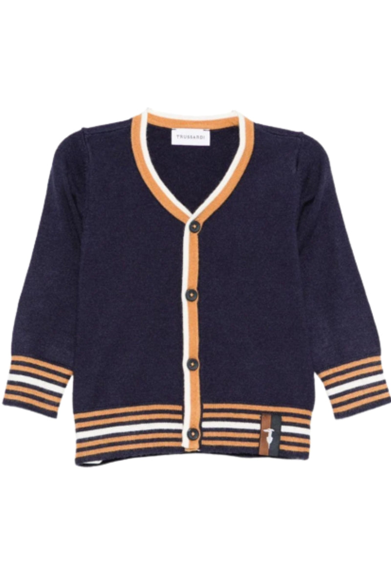 Cardigan da neonato in lana con dettagli a contrasto colore TIA25078CD