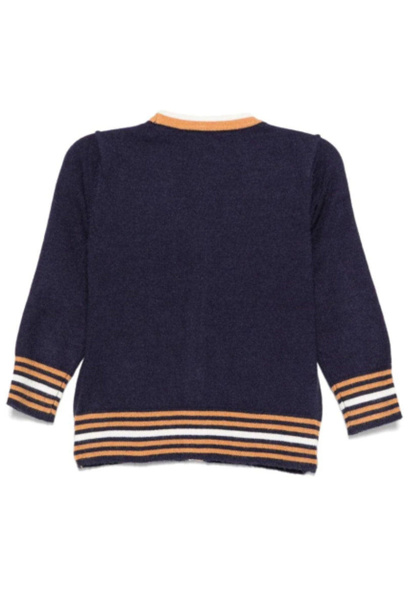 Cardigan da neonato in lana con dettagli a contrasto colore TIA25078CD