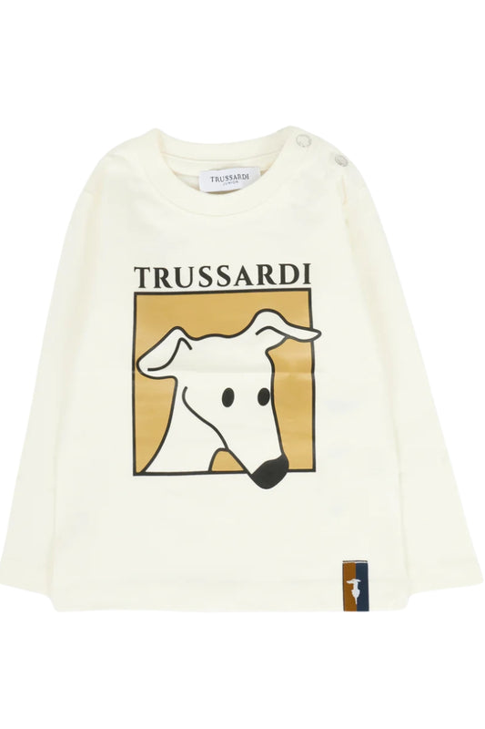 Maglia da neonato con maxi stampa con cagnolino e logo lettering TIA25085TS