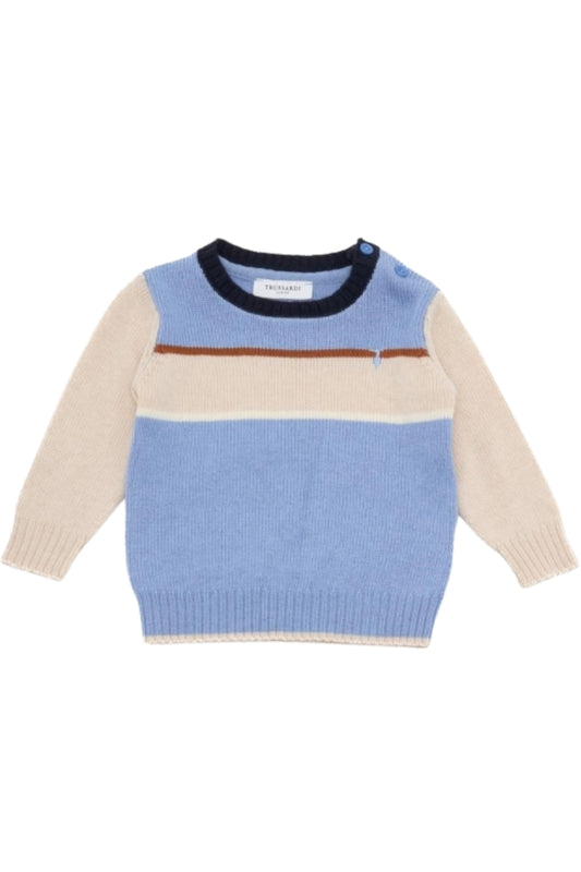 Maglione da neonato in misto lana cashmere con dettagli a contrasto colore TIA25103MA