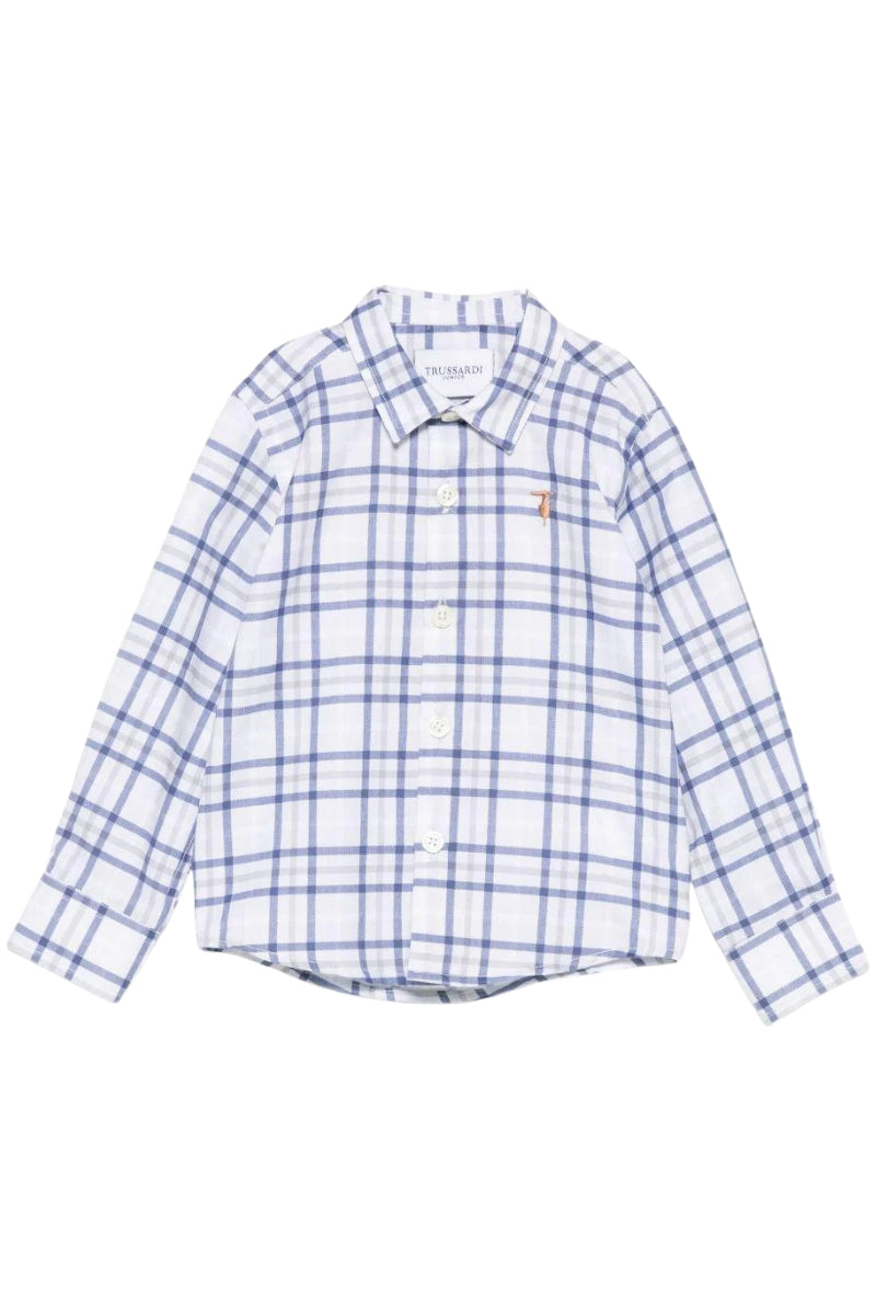 Camicia da neonato con motivo a quadri e logo ricamato a sinistra TIA25105CA