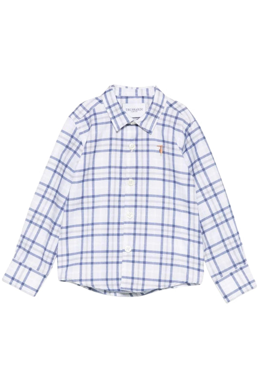 Camicia da neonato con motivo a quadri e logo ricamato a sinistra TIA25105CA
