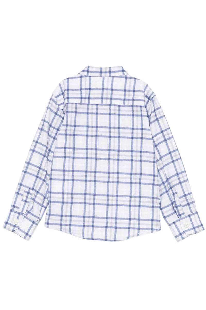 Camicia da neonato con motivo a quadri e logo ricamato a sinistra TIA25105CA