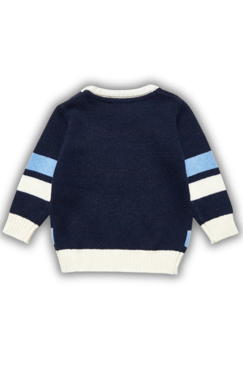 Maglione girocollo da neonato in misto lana a righe TIA25114MA