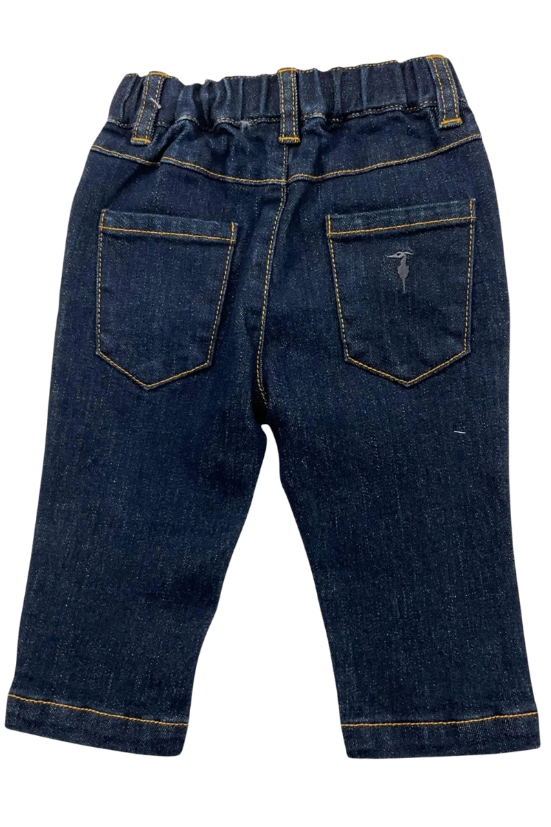 Jeans da neonato in cotone con cuciture a contrasto colore TIA25201JE