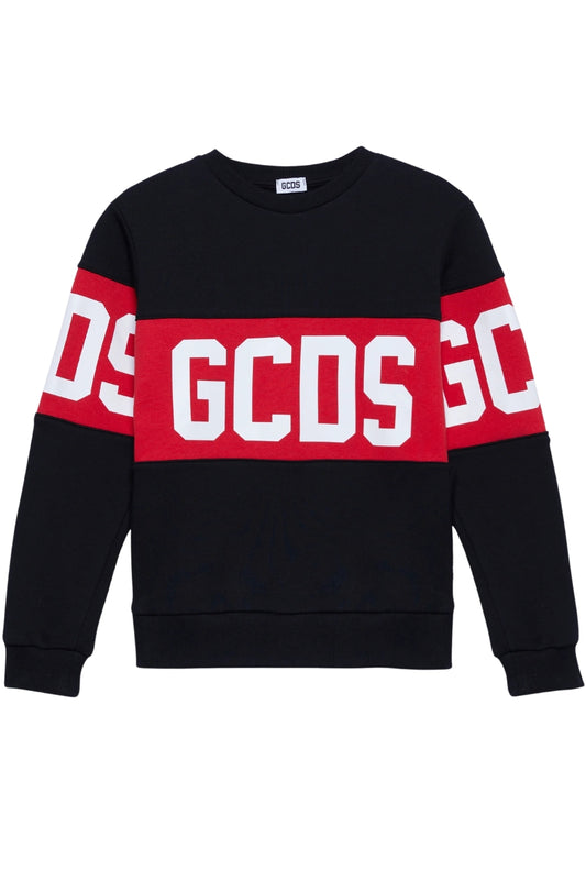 Felpa girocollo da ragazzo e ragazza con maxi banda con logo lettering a contrasto fronte e retro Z0UJQE584F004-999R