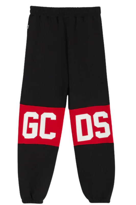 Pantaloni tuta da bambino e bambina con maxi banda loggata a contrasto colore fronte e retro  ZOUKQI588F004