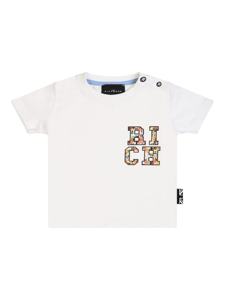 Completo da neonato due pezzi t-shirt e bermuda con logo a fantasia a sinistra RIP25050CJ