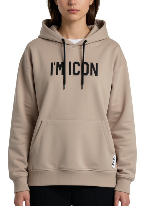 Felpa da ragazzo e ragazza con scritta "I'M ICON" a contrasto colore sul davanti IBSW001445